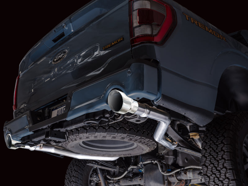 AWE Tuning 2021+ Ford F150 Tremor w/ Bumper Cutouts 0FG Non-Resonated Cat-Back w/ Chrome Silver Tips