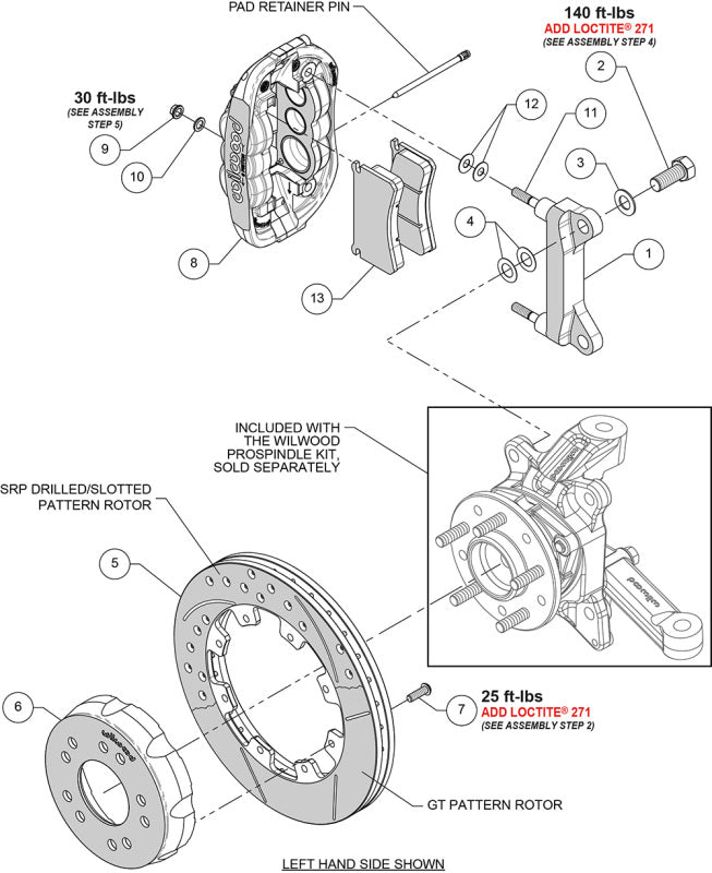 Wilwood Chevy C10 XRS6R Front Big Brake Kit - 12.19in Drill & SlotRotor - Alum. Pro Spindle - Black