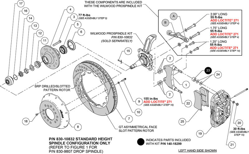 Wilwood 63-87 Chevy C10 XRS6R Front Big Brake Kit - 14in Slotted Rotor - Steel Pro Spindle - Red