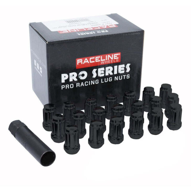 Raceline 1/2in Spline Black Lug Nuts (24 Pack)