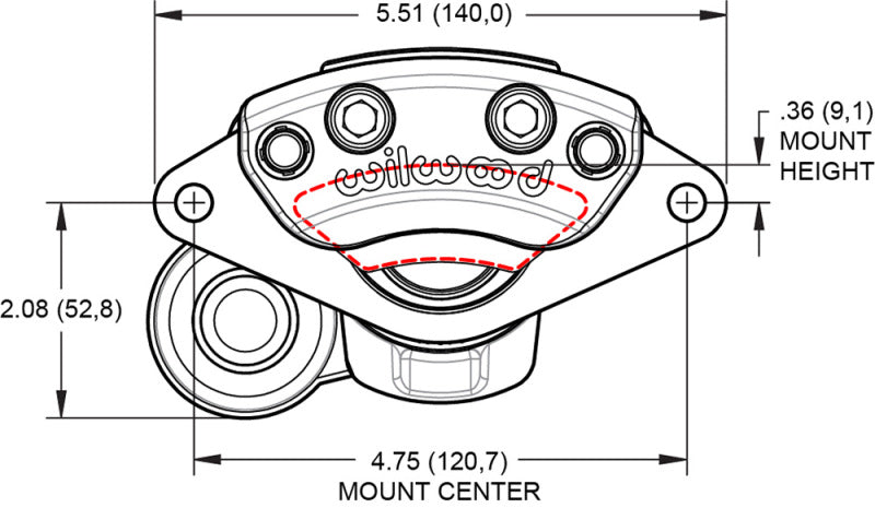 Wilwood caliper EPB .157-.393 rotor L/H ANO W/HT motor