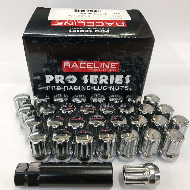 Raceline 14x2.0mm Spline Chrome Lug Nuts (32 Pack)
