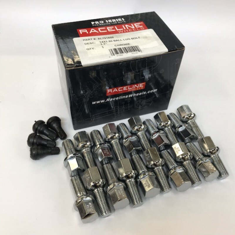 Raceline 14x1.50 1.1in Ball Seat Chrome Lug Bolts