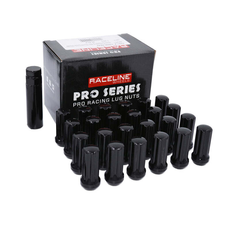 Raceline 12x1.50mm XL Spline Black Lug Nuts (Set of 24)