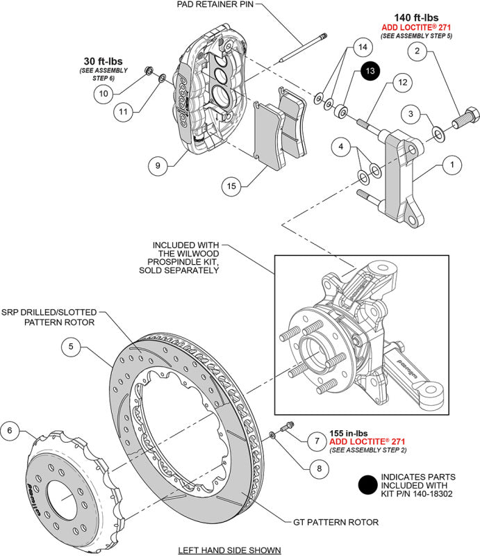 Wilwood Chevy C10 XRS6R Front Big Brake Kit - 14in Drilled & Slotted Rotor - Alum. Pro Spindle - Red