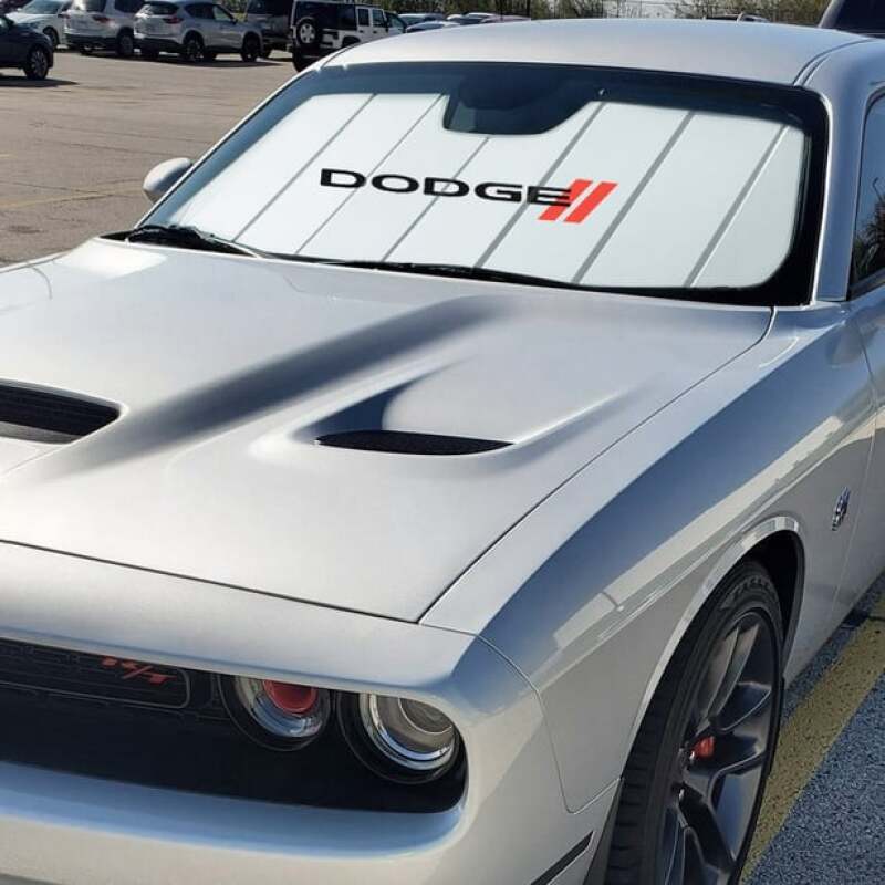 Covercraft 11-23 Dodge Challenger w/o MCO UVS100 Premier Series Custom Sunscreen with Dodge logo